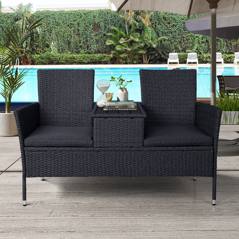 Breakwater Bay Menoher Outdoor Loveseat with Cushions Wayfair